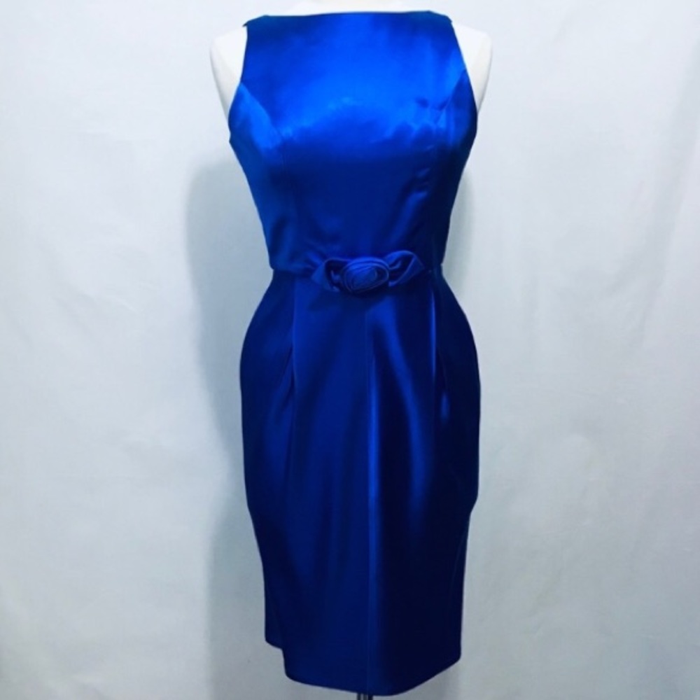 Badgley Mischka Sapphire Satin Tulip Dress